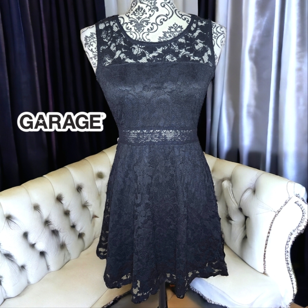 GARAGE Black Lace Sleeveless Mini Dress- Small